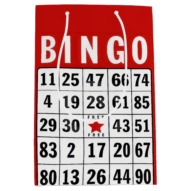 Rote und weiße Bingokarte Mittlere Geschenktüte (Vorderseite)