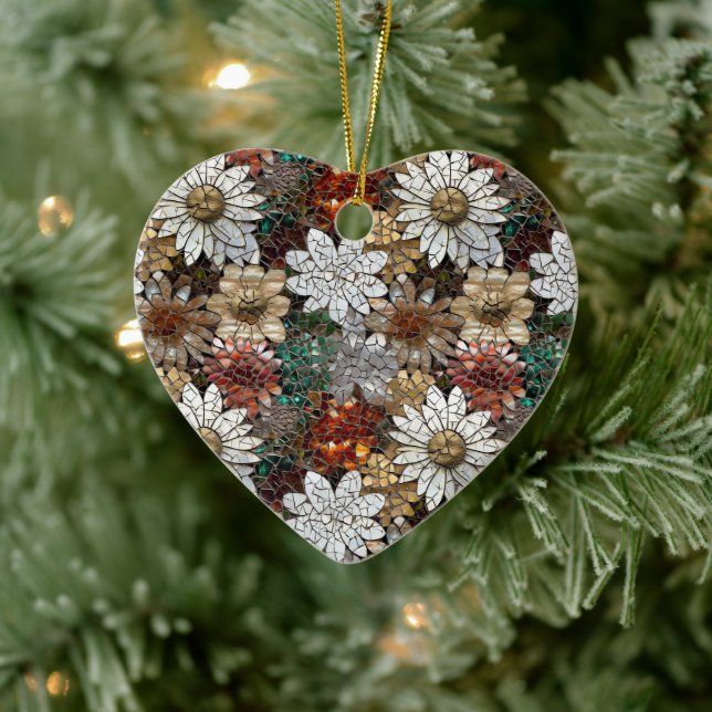 Rote und weiße Blume Keramik Ornament (Baum)