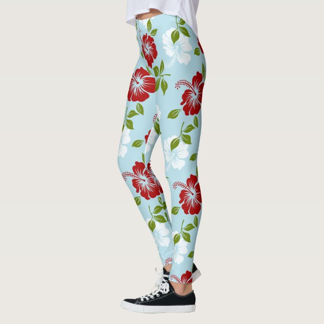 Rote und weiße Blume Leggings (Links)