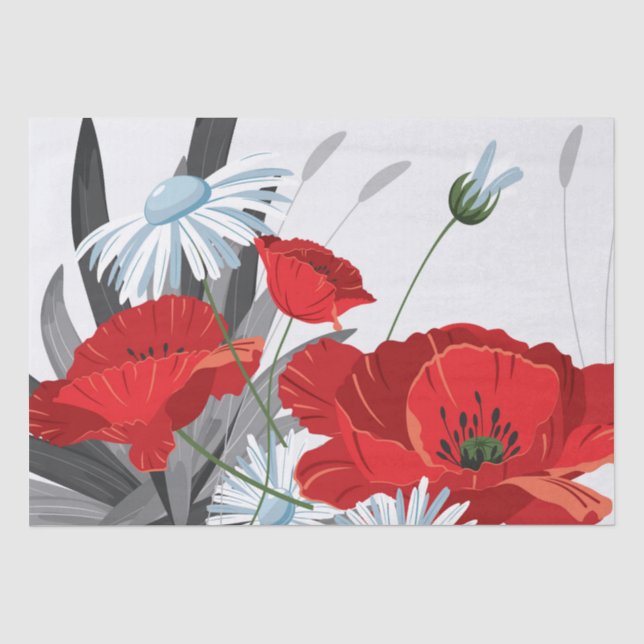 Rote und weiße Blume Seidenpapier (Vorderseite)