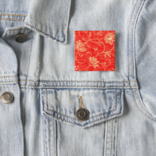 Rote und weiße Blumengeschenke Button