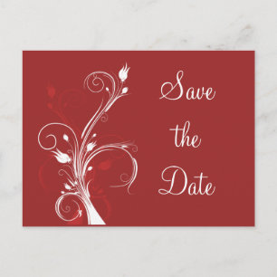 Rote und weiße Blüten Save the Date Postkarte