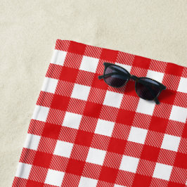 Rote und weiße Buffalo-Karos Kariert Strandtuch
