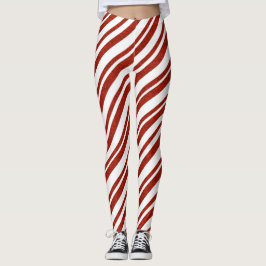 Rote und weiße Candy Cane Stripte Leggings