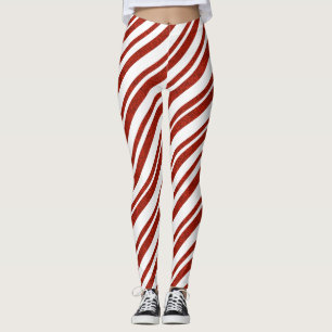 Rote und weiße Candy Cane Stripte Leggings