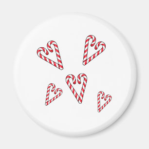 rote und weiße Candy Canes Herzen Magnet