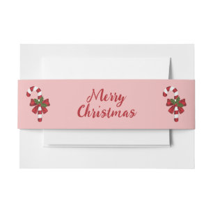 Rote und weiße Candy Canes und Frohe Weihnachten T Einladungsbanderole
