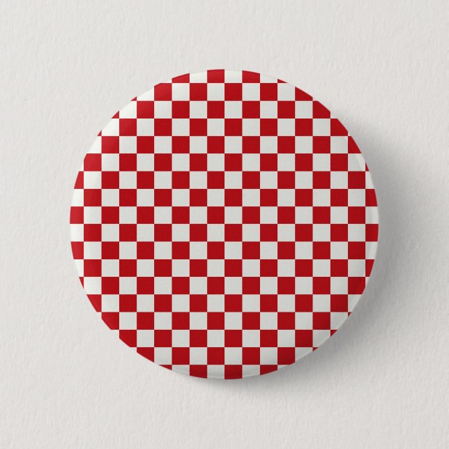 Rote und weiße Checkered Muster-Land GRILLEN Button (Vorderseite)