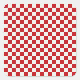 Rote und weiße Checkered Muster-Land GRILLEN Quadratischer Aufkleber