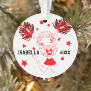 Rote und weiße Cheerleader 📣 Girl Ornament