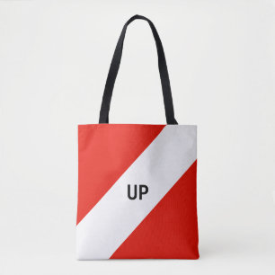 Rote und weiße Diagonalstreifen Tasche