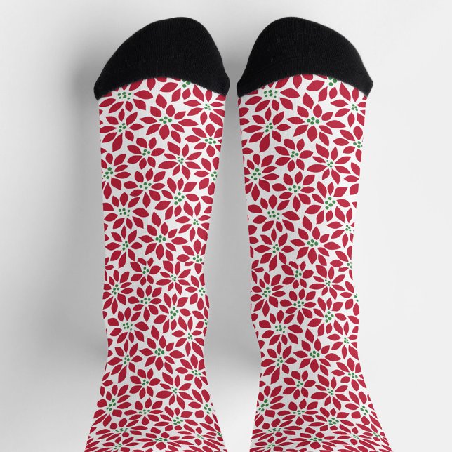 Rote und weiße gemusterte Socken mit rotem Blatt  (Von Creator hochgeladen)