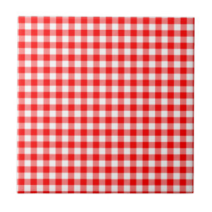 Rote und weiße Gingham-Karos Fliese