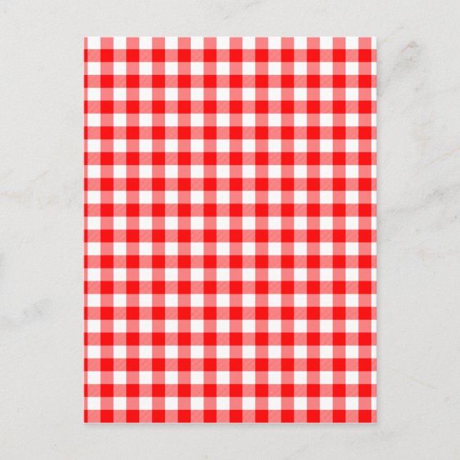 Rote und weiße Gingham-Karos Postkarte (Vorderseite)