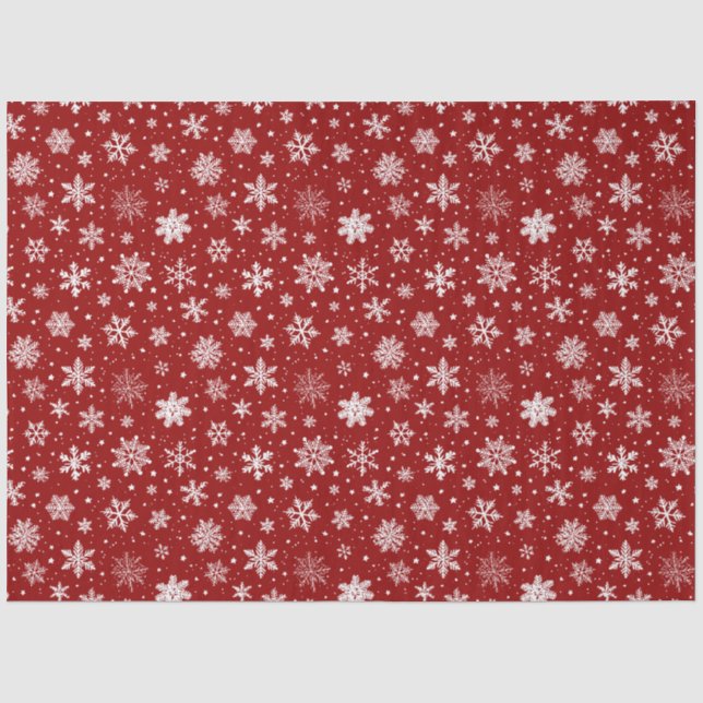 Rote und weiße große Schneeflocken Seidenpapier (Vorderseite)