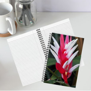 Rote und Weiße Heliconia Blumendekor Notizbuch