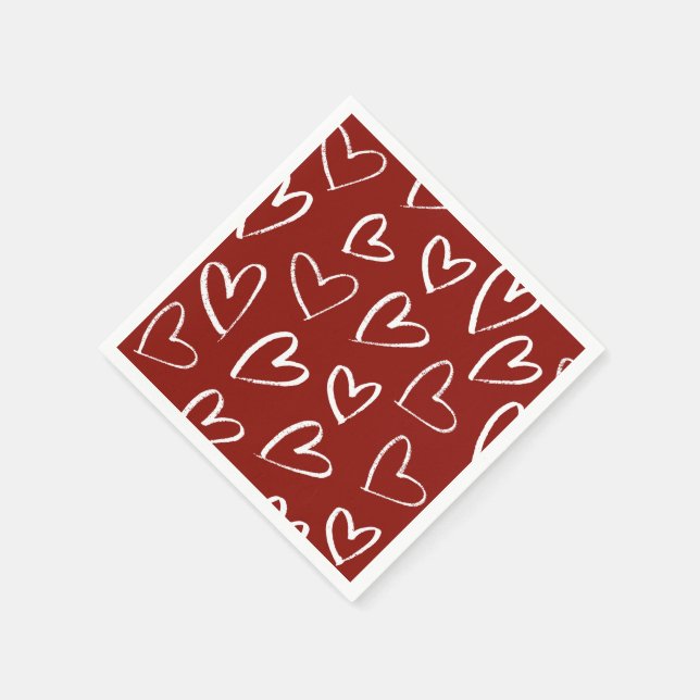 Rote und weiße Herzen Serviette (Ecke)