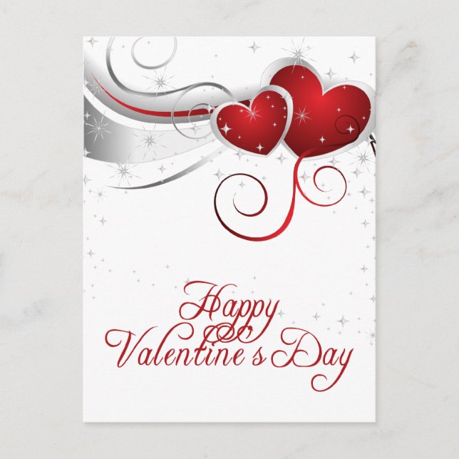 Rote und weiße Herzen Valentine Postkarte (Vorderseite)