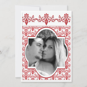 Rote und weiße Hochzeitseinladung mit FOTO Einladung