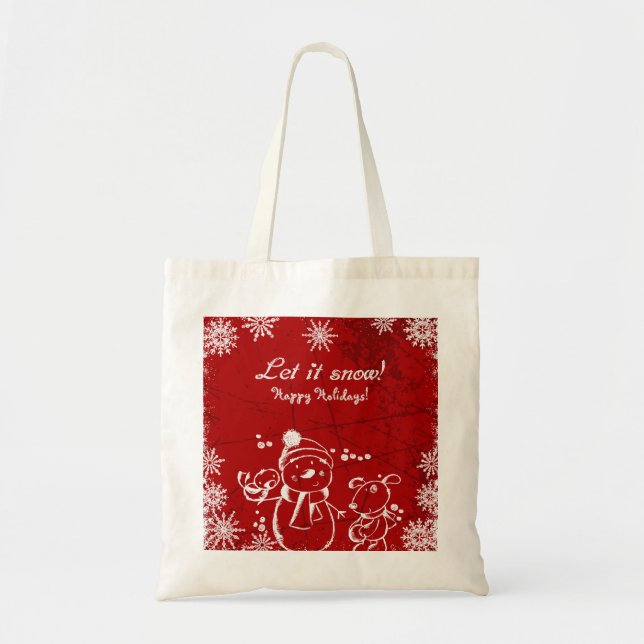 Rote und weiße Illustration - frohe Weihnachten Tragetasche (Vorne)