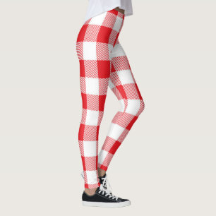 Rote und weiße karierte Leggings für Frauen