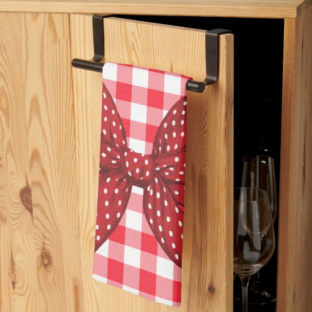 Rote und weiße Karos Geschirrtuch (Drittel gefaltet)