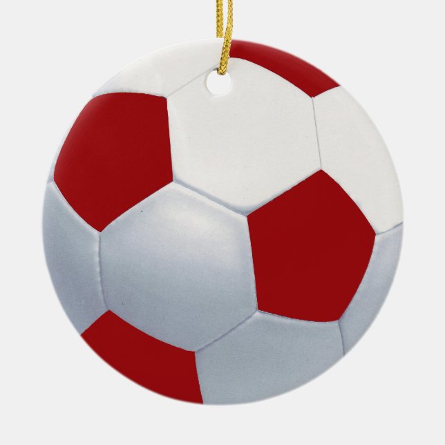 Rote und weiße Keramik-Fußball-Ball-Verzierung Keramikornament (Vorne)