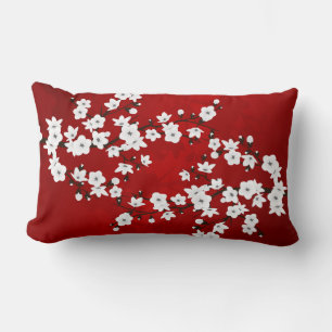 Rote und weiße Kirschblüten Asien Floral Lendenkissen