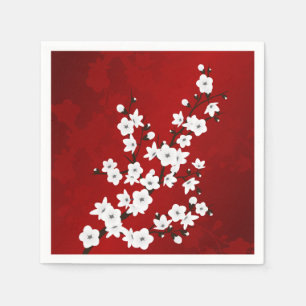 Rote und weiße Kirschblüten floral Serviette