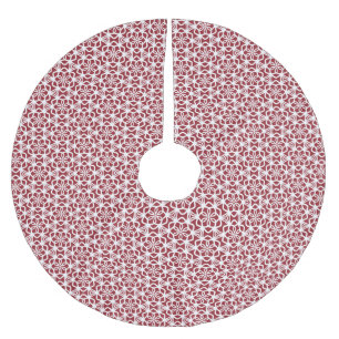 Rote und weiße Lacy Schneeflocken Baumrock Polyester Weihnachtsbaumdecke