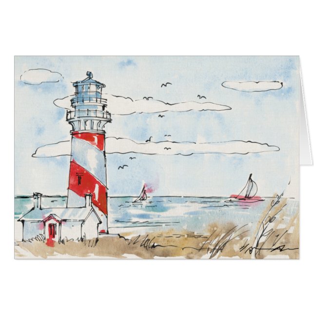 Rote und weiße Leuchtturm-Szene (Vorderseite (Horizontal))