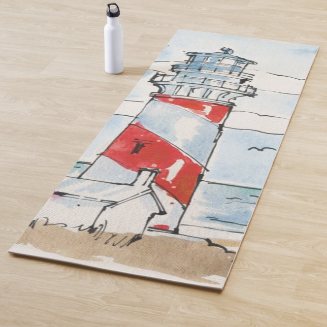 Rote und weiße Leuchtturm-Szene Yogamatte (Beispiel)