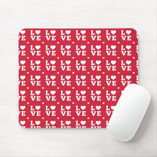 ROTE UND WEISSE LIEBE MIT HERZEN MOUSEPAD (Mit Mouse)