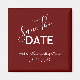 Rote und Weiße Minimalistische Hochzeit Merken Sie Magnet