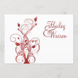 Rote und weiße mit Monogramm mit Blumeneinladung Einladung