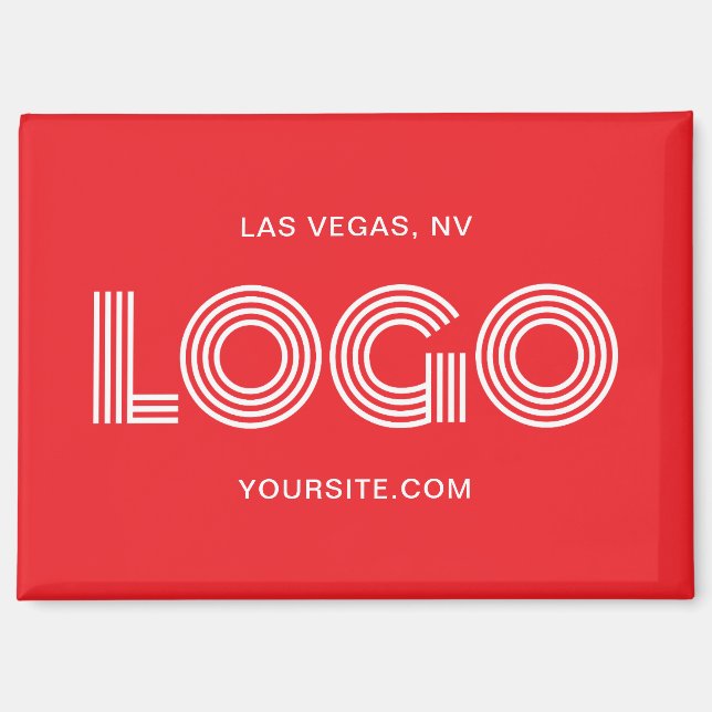 Rote und weiße, moderne rechteckige Logos Magnet (Vorderseite)