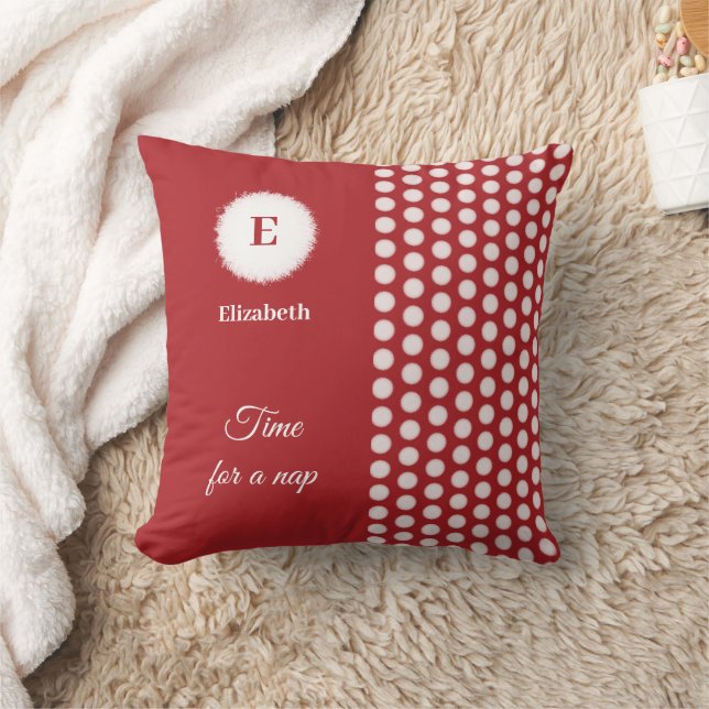 Rote und weiße Monogramm-Zeit für ein Nickerchen Kissen (Decke)