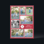 Rote und weiße Monogrammkarte Sieben Foto Urlaubsk Feiertagskarte<br><div class="desc">Warum wählen Sie dieses Jahr nur ein Foto für Ihre Urlaubskarten aus, wenn dieses Design sieben Ihrer besten Fotos in verschiedenen Formen und Größen sowie ein tolles Familienmonogramm enthält. Vergessen Sie nicht, den Gruß- und Namenstext zu personalisieren und wenn Sie Gefühl wirklich kreativ sind, verwenden Sie die Anpassungsfunktion, um dem...</div>