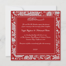 Rote und weiße moslemische Hochzeit Paisleys Einladung