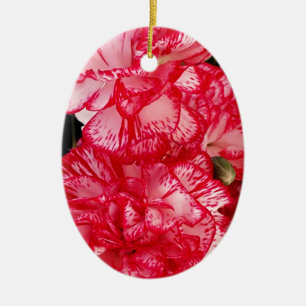 Rote und weiße Nelken - OVAL ORNATION Keramikornament
