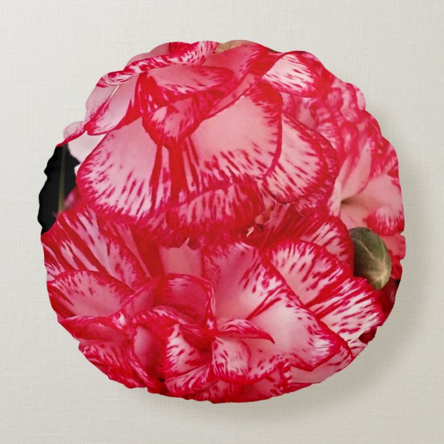 Rote und weiße Nelken-RUNDE-PILLOW Rundes Kissen (Vorderseite)