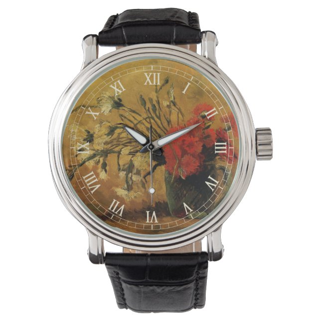 Rote und weiße Nelken von Vincent van Gogh Armbanduhr (Vorderseite)