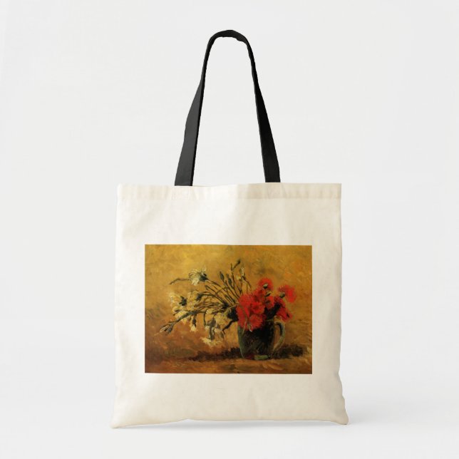 Rote und weiße Nelken von Vincent van Gogh Tragetasche (Vorne)