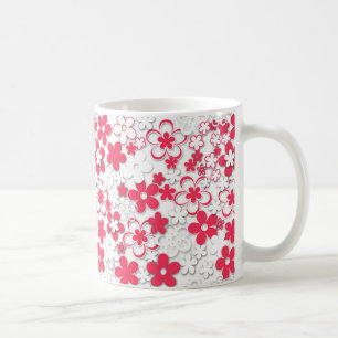 Rote und weiße Papierblumen Kaffeetasse