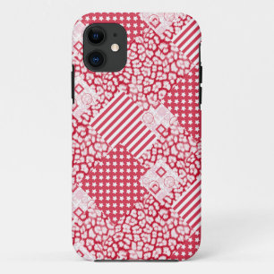 Rote und weiße Patchwork rustikal Case-Mate iPhone Hülle