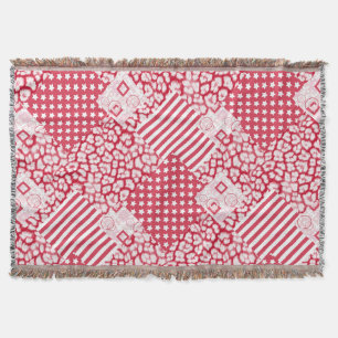 Rote und weiße Patchwork rustikal Decke