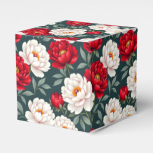 Rote und weiße Pfingstrosenblüten Geschenkschachtel