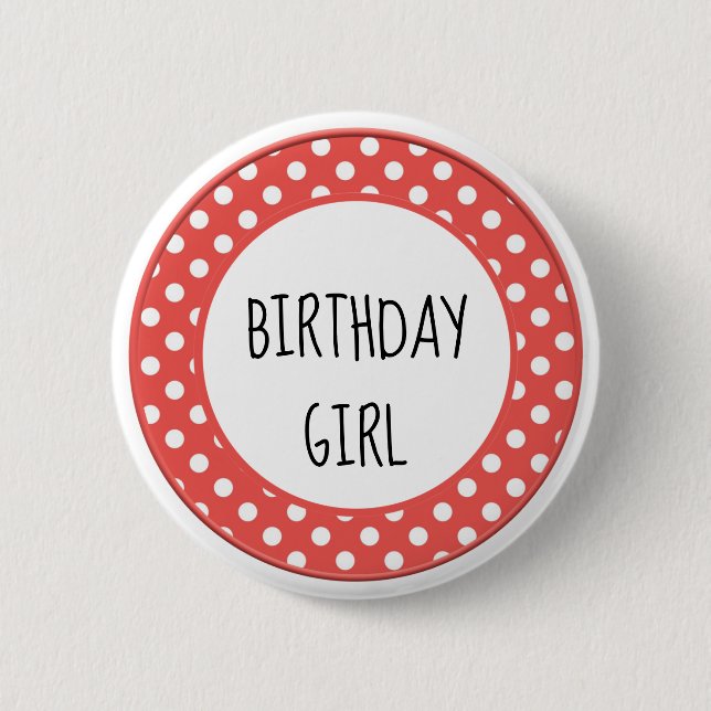 Rote und weiße Polka Dot Child's Birthday Button (Vorderseite)