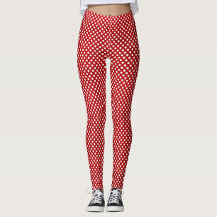 Rote und weiße Polka-Punkt Minnie Leggings