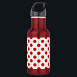 Rote und weiße Polka-Punkte Edelstahlflasche<br><div class="desc">Rote und weiße Polka-Punkte</div>